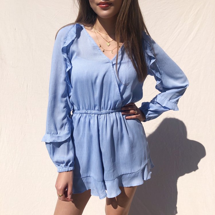 Yumé Ruffle Playsuit / Blue
