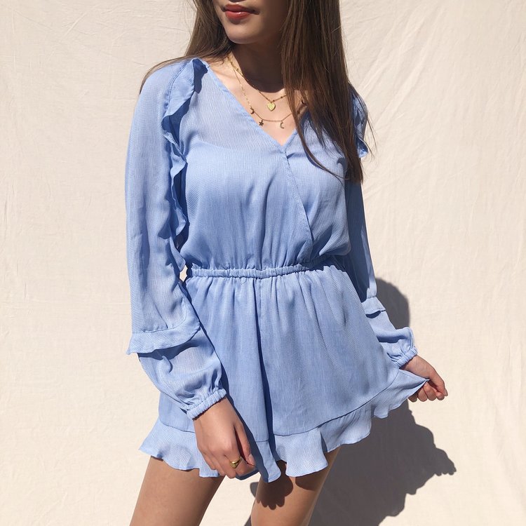 Yumé Ruffle Playsuit / Blue