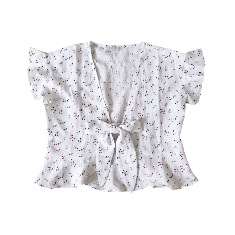 Matilda Tie Front Top / White