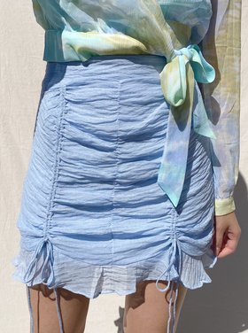 Lola Drawstring Mini Skirt / Blue