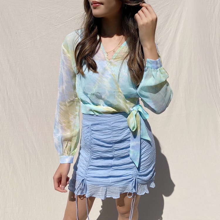 Lola Drawstring Mini Skirt / Blue