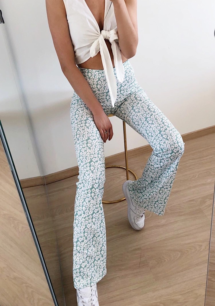 Maika Flower Flared Leggings / Green