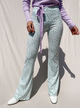 Maika Flower Flared Leggings / Green