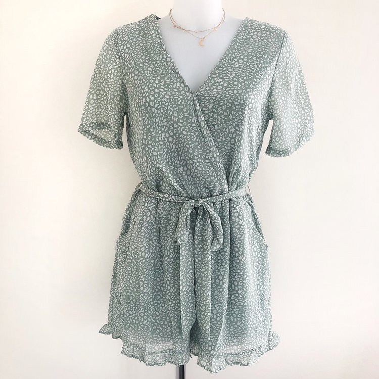 Xari Leopard Playsuit / Green