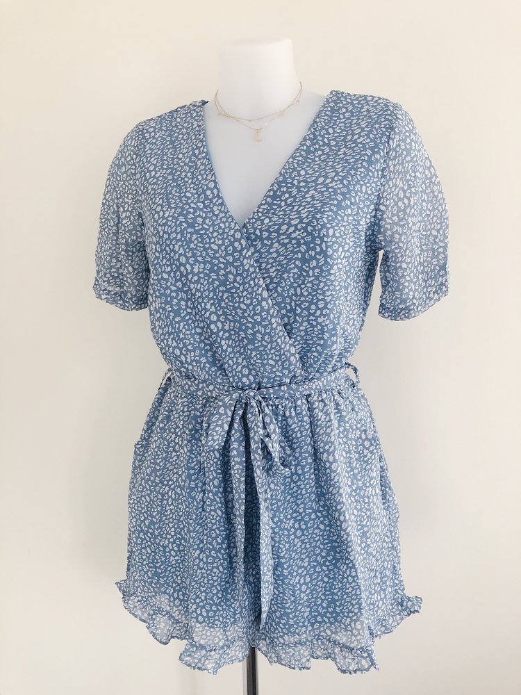 Xari Leopard Playsuit / Blue