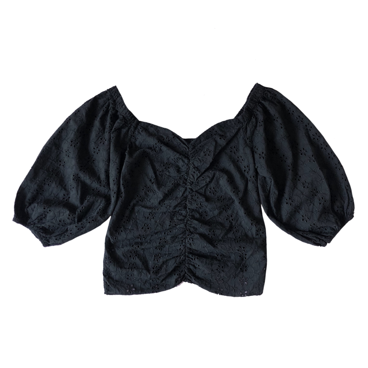 Majella Embroidered Top / Black