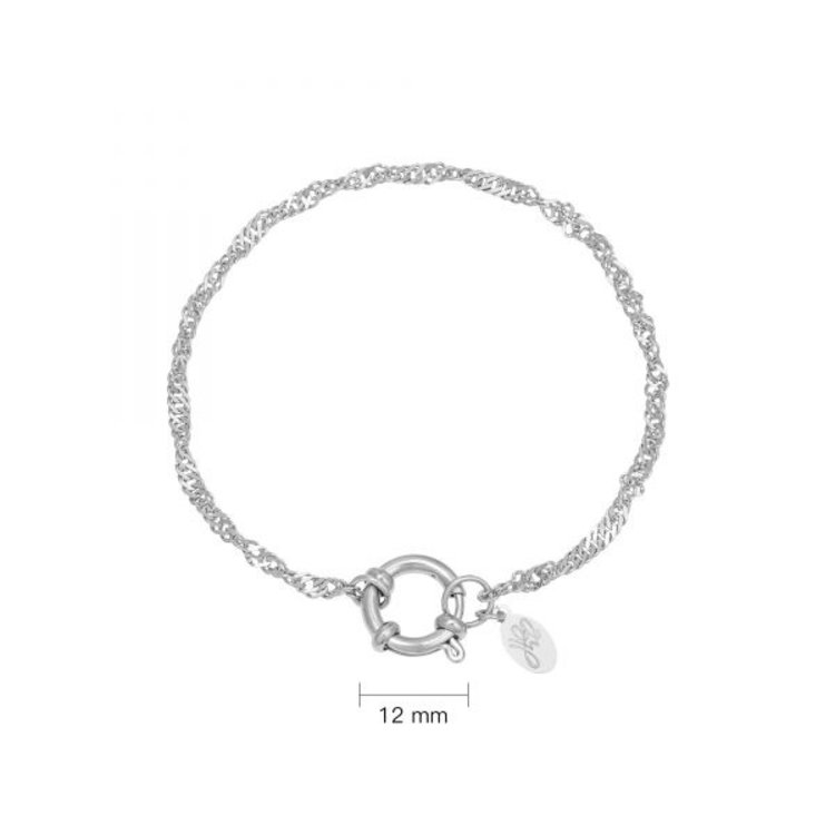 Silver Wave Chain Ring Bracelet