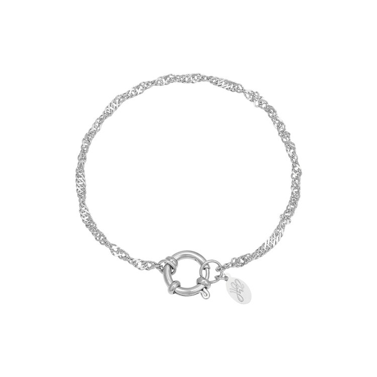 Silver Wave Chain Ring Bracelet