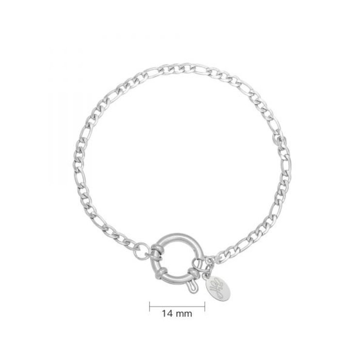 Silver Figaro Chain Ring Bracelet