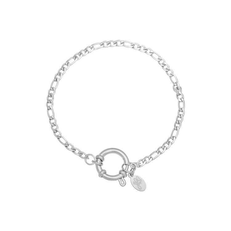 Silver Figaro Chain Ring Bracelet