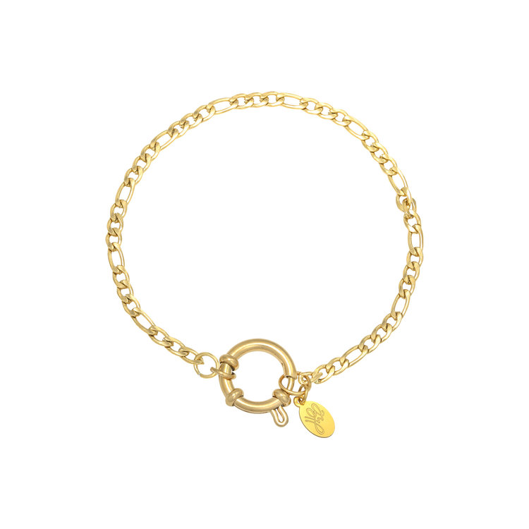 Gold Figaro Chain Ring Bracelet