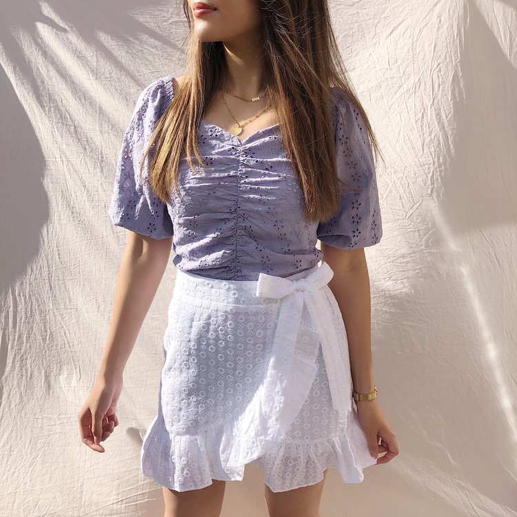 Viola Embroidered Skirt / White