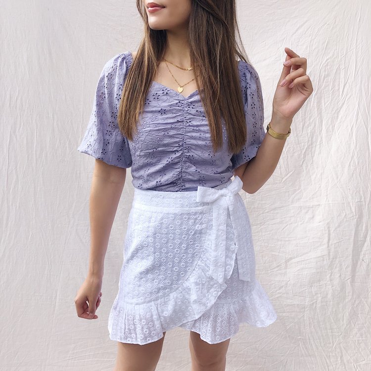 Majella Embroidered Top / Blue Lilac