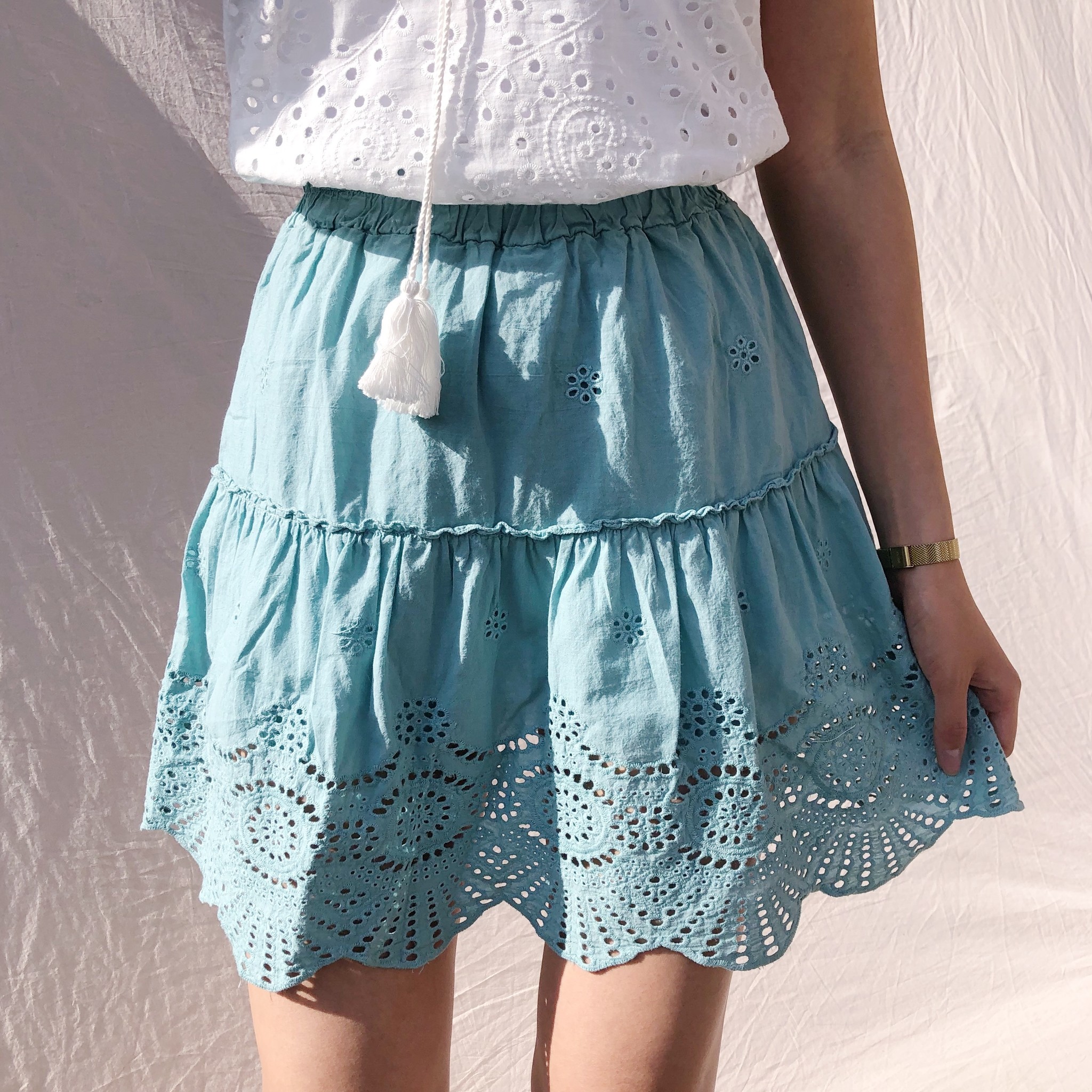 Yuna Embroidered Skirt / Sea Green - Hello My Love