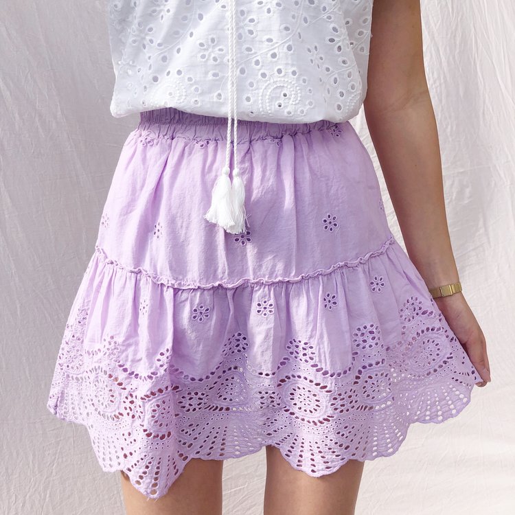 Yuna Embroidered Skirt / Lilac