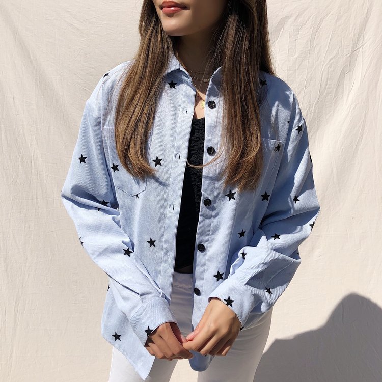 Nova Printed Star Blouse / Light Blue