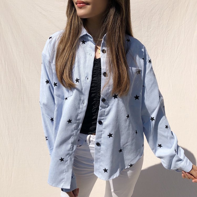 Nova Printed Star Blouse / Light Blue