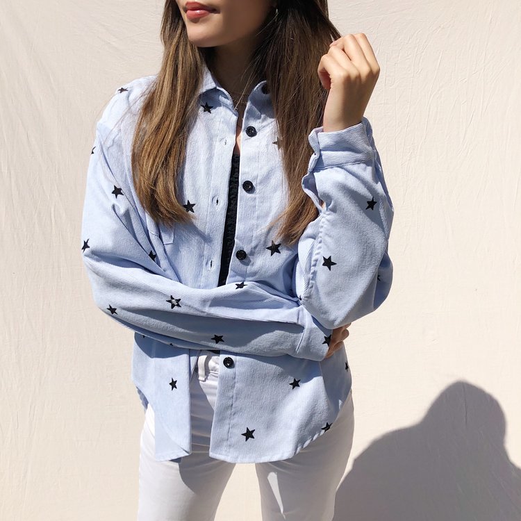 Nova Printed Star Blouse / Light Blue