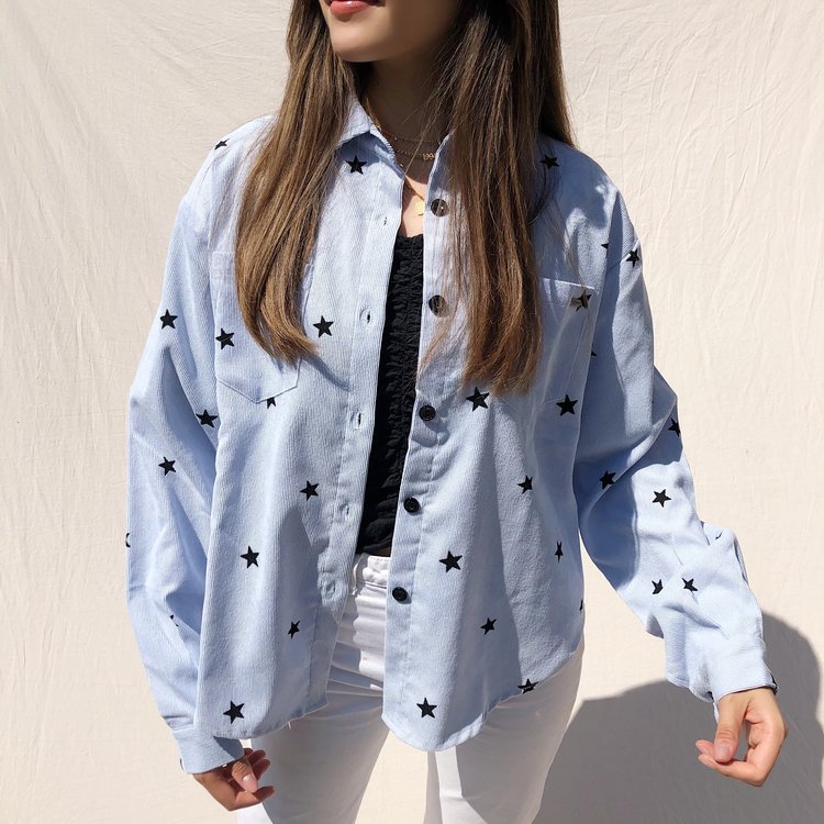 Nova Printed Star Blouse / Light Blue