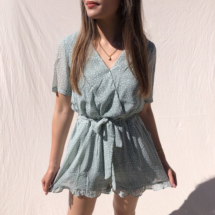 Xari Leopard Playsuit / Green