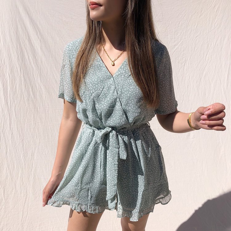 Xari Leopard Playsuit / Green