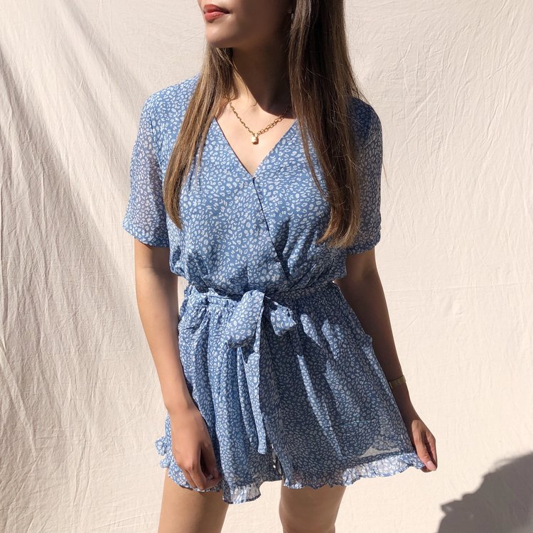 Xari Leopard Playsuit / Blue