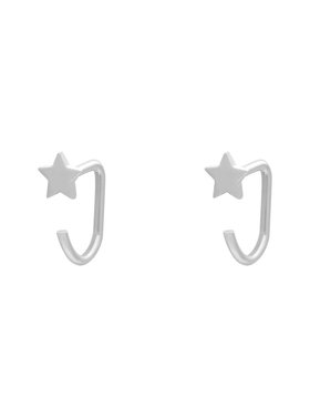 Silver Star Huggies Earrings