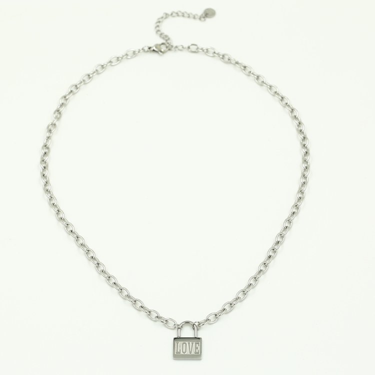 Silver Love Lock Necklace