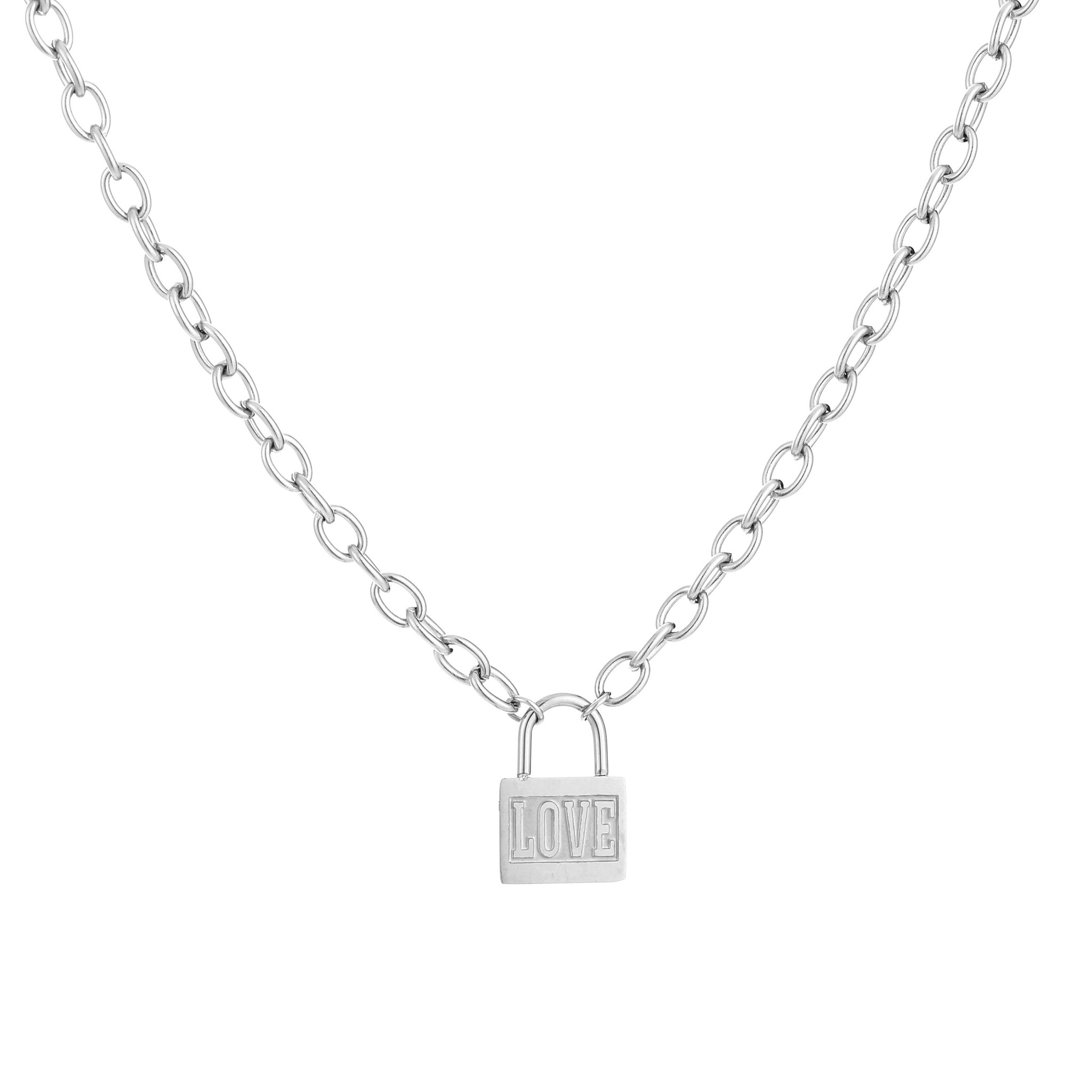 Silver Love Lock Necklace