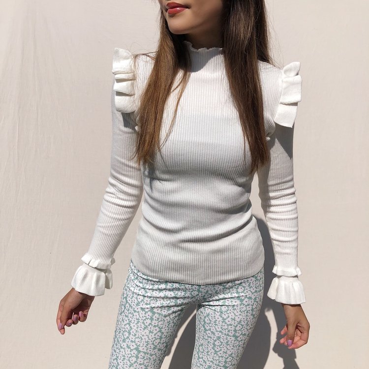 Marisa Ruffle Knit / White