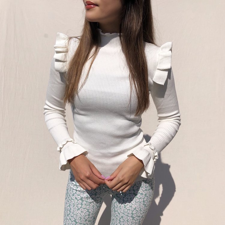 Marisa Ruffle Knit / White