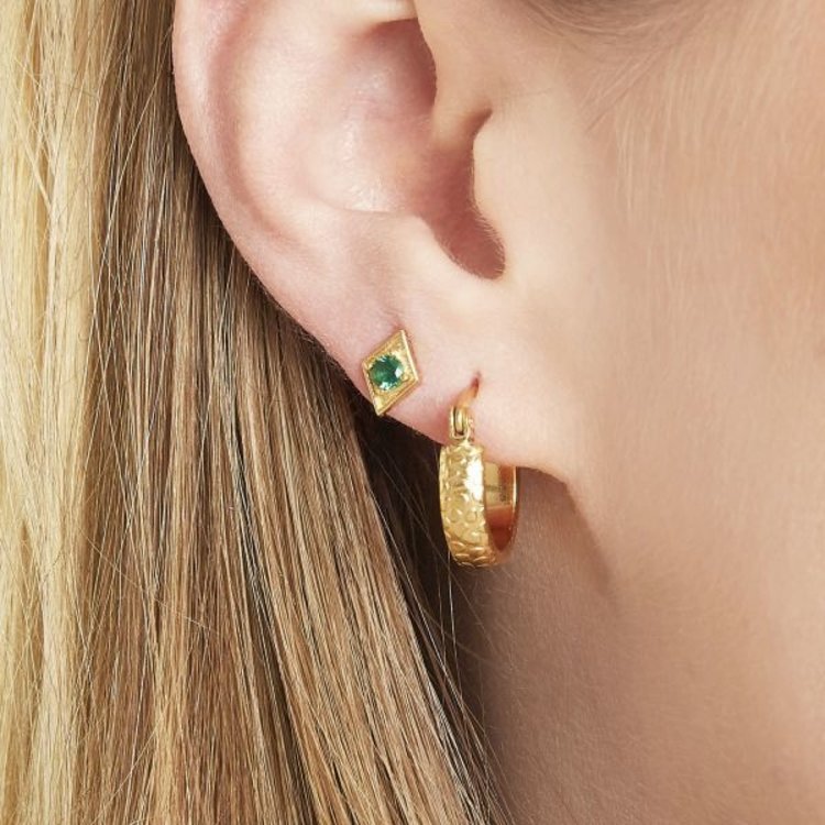 Gold Leo Print Hoop Earrings