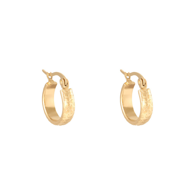 Gold Leo Print Hoop Earrings