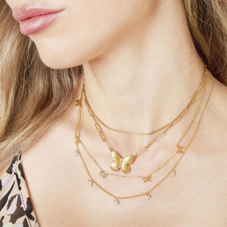 Gold Tiny Butterflies Necklace