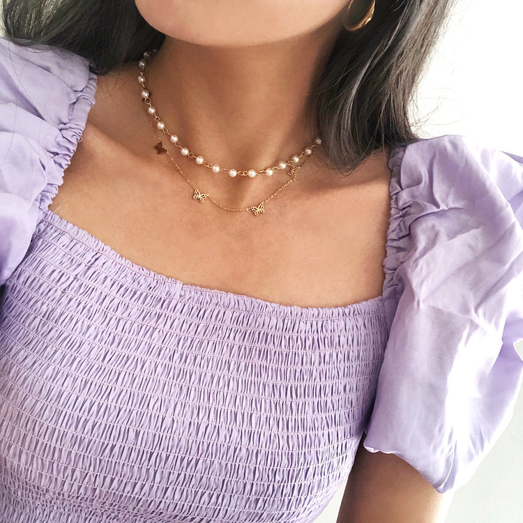 Gold Tiny Butterflies Necklace