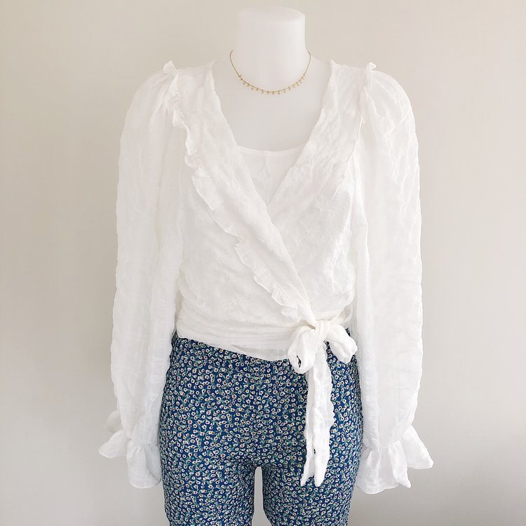 Florance Ruffle Crop Blouse / White