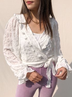 Florance Ruffle Crop Blouse / White