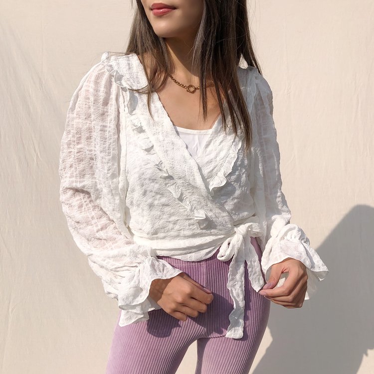 Florance Ruffle Crop Blouse / White