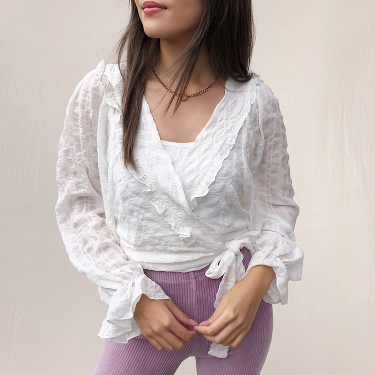 Florance Ruffle Crop Blouse / White
