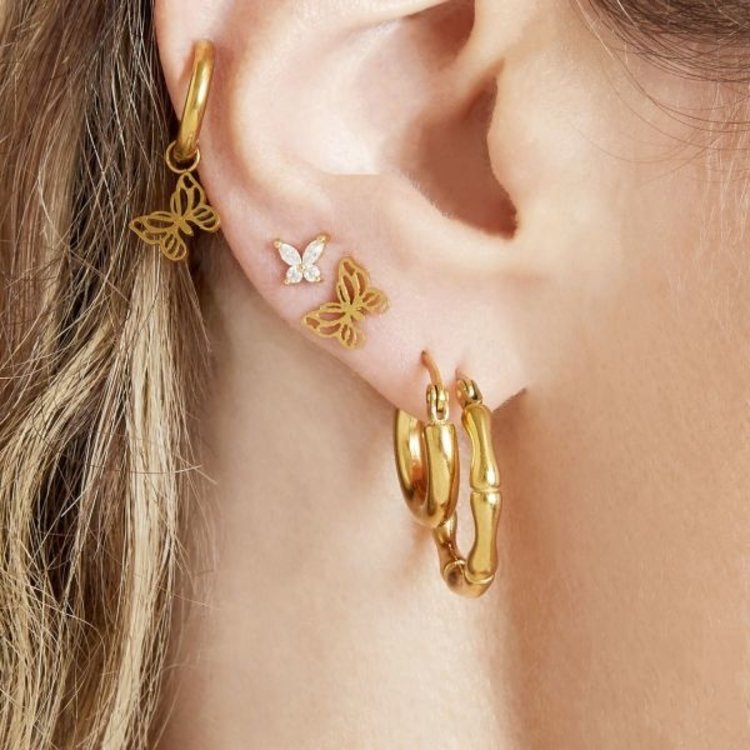 Gold Sparkle Butterfly Studs