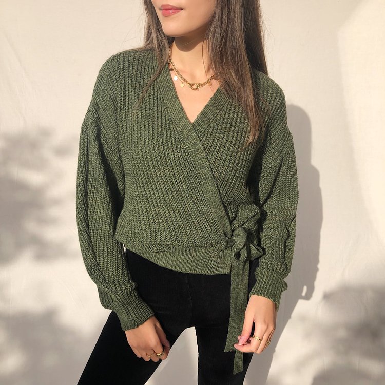 Laurie Wrap Cardigan / Army Melange