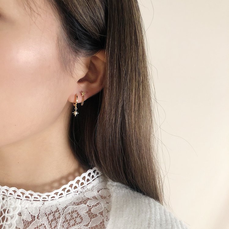 Silver Lustrous Star Earrings