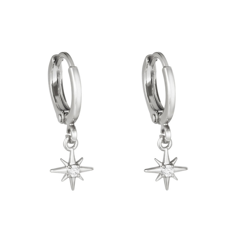 Silver Lustrous Star Earrings