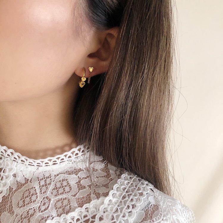 Gold Lovers Heart Earrings