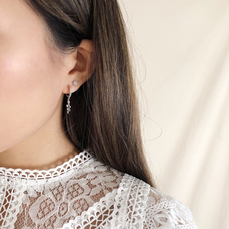 Silver Sparkle Snake Earrings