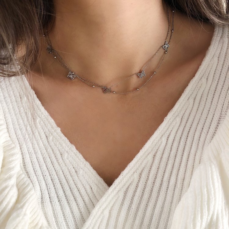 Silver Beads Choker Necklace