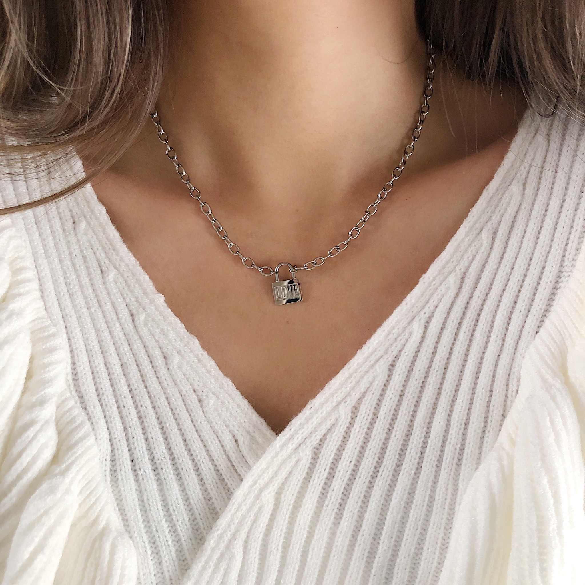 Petite Lock Necklace Silver  The Wholesome Store