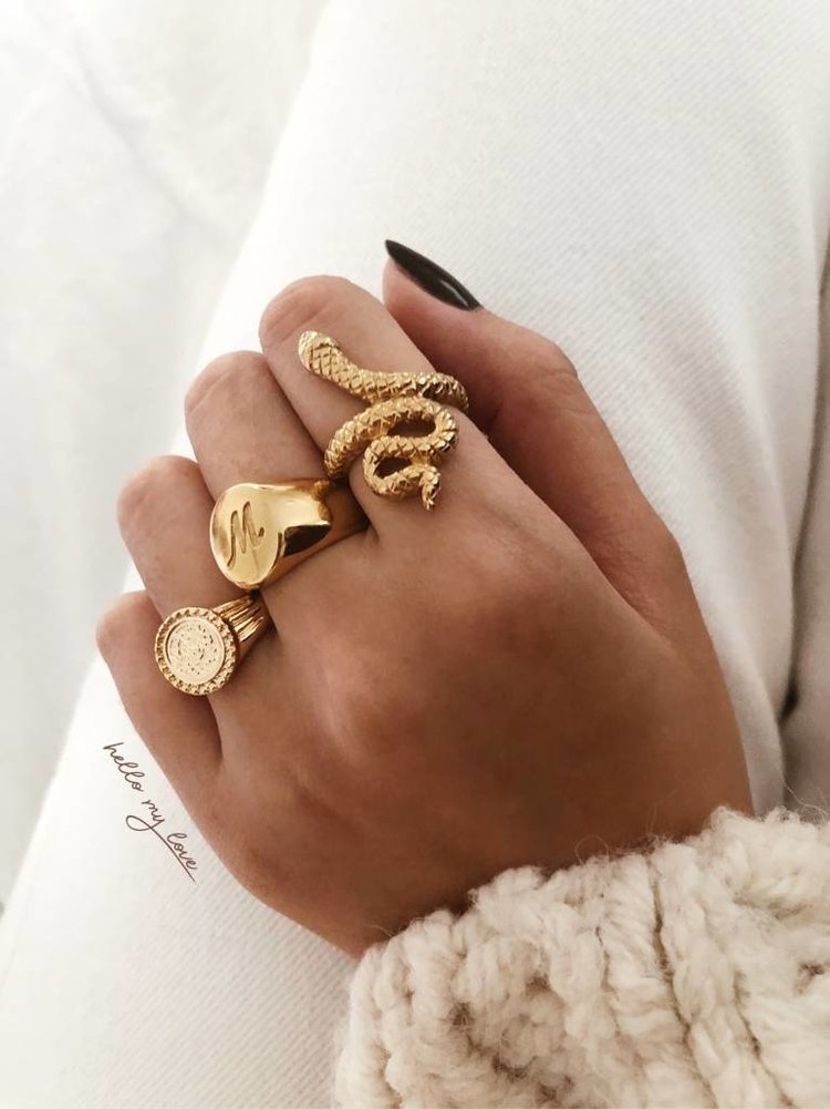 Gold Solid Snake Ring