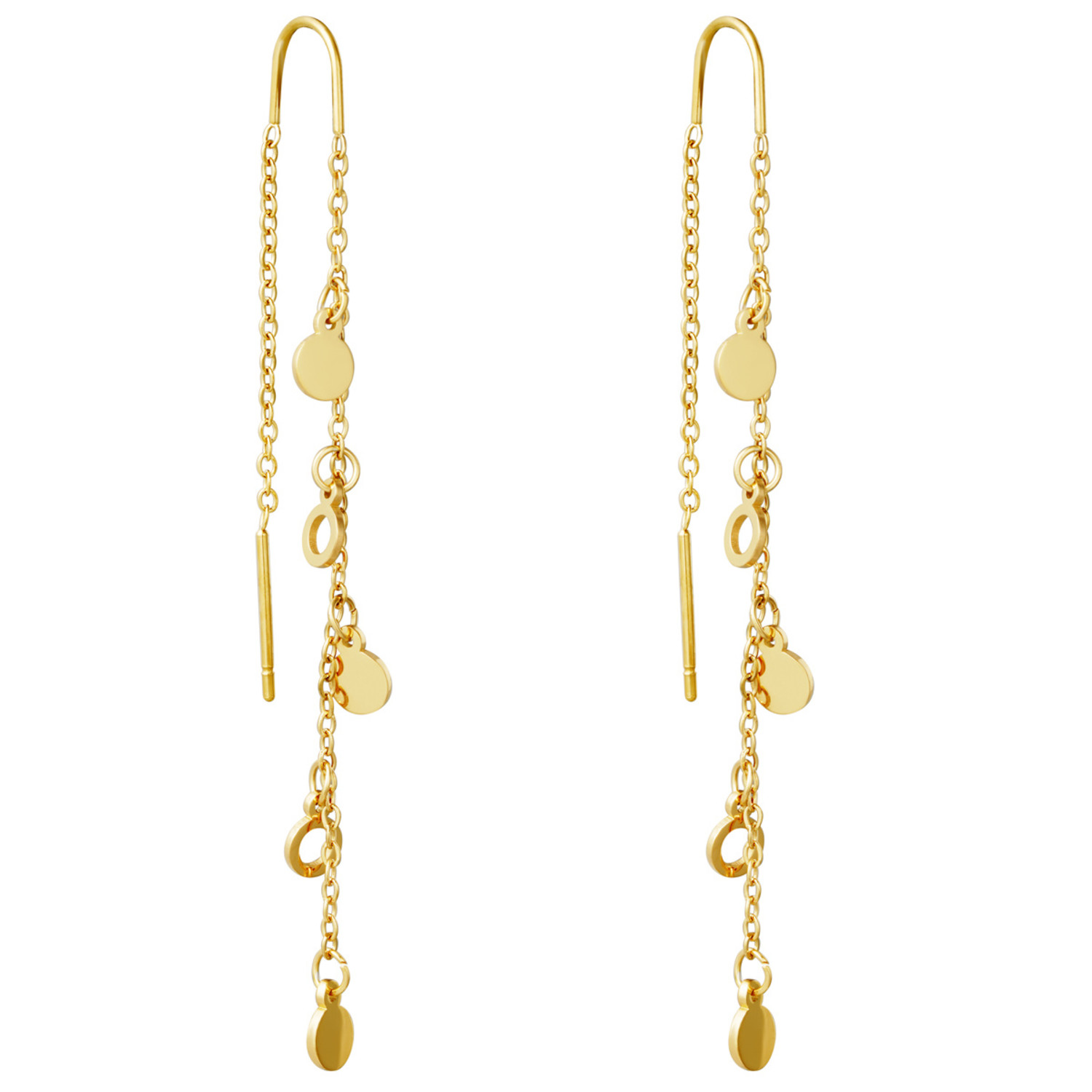 Gold Circle Dangle Earrings Hello My Love
