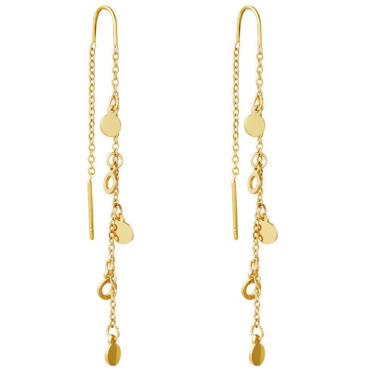 Gold Circle Dangle Earrings